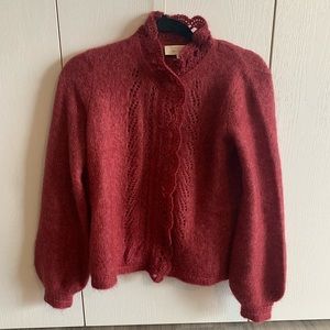Sezane Angie Cardigan Kid Mohair Rosewood XS